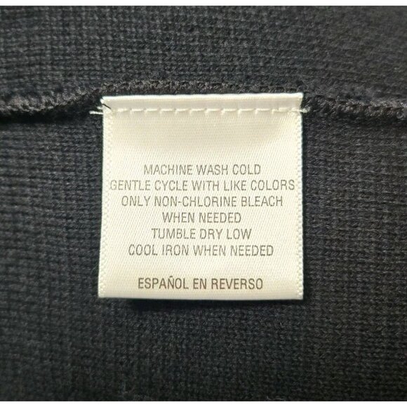 Charter Club Cardigan Sweater M Black Cotton Open Front Non-Leather Trim Pockets - Picture 7 of 9
